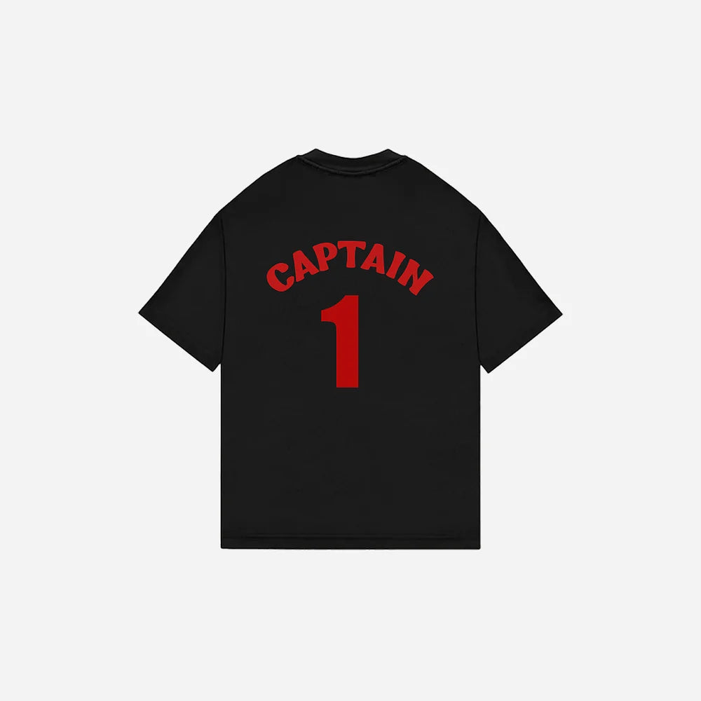 Captain 4-Panel Black Oversized Tee